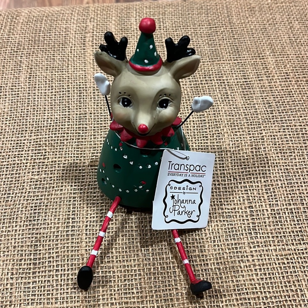 NWT Johanna Parker reindeer light up shelf sitter